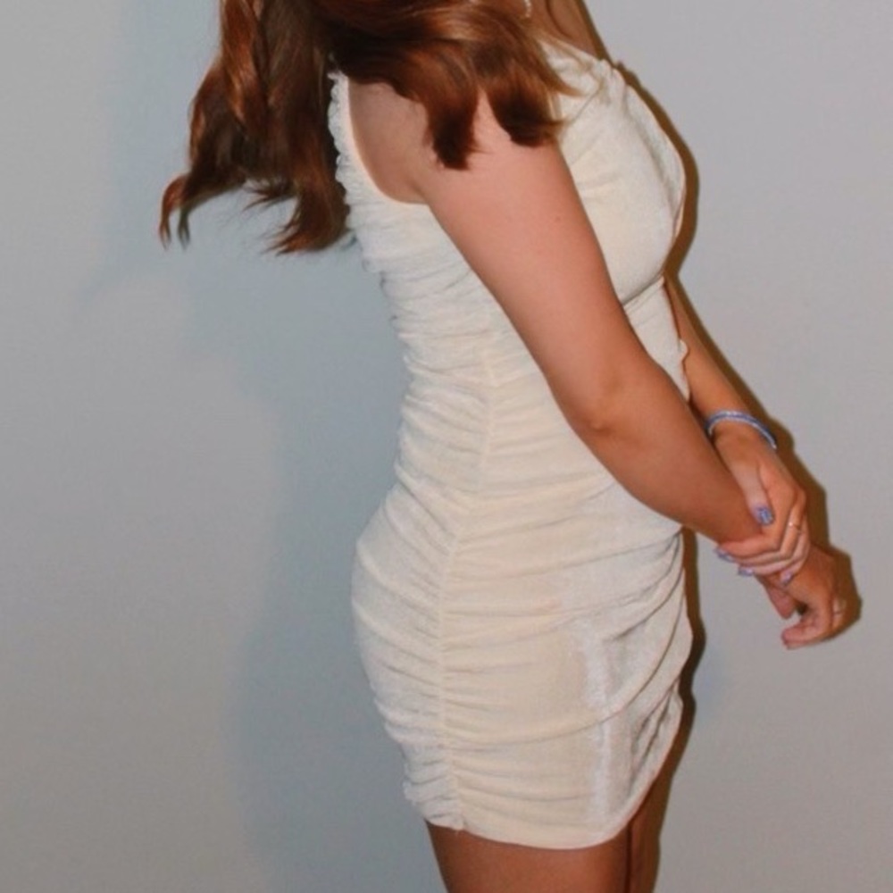 Cream one shoulder dress